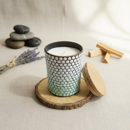 Dot Art Hand-Painted Candle Jar – Glass Candle Holder