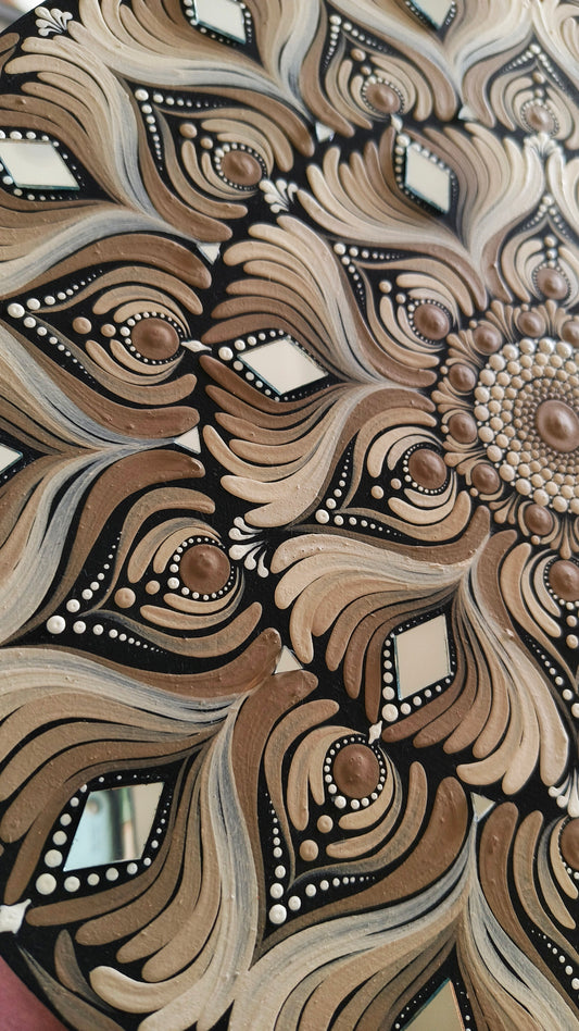 Original handpainted Mandala Dot art Painting 12" Round wood base | Wall art | | Home and living | Wall painting