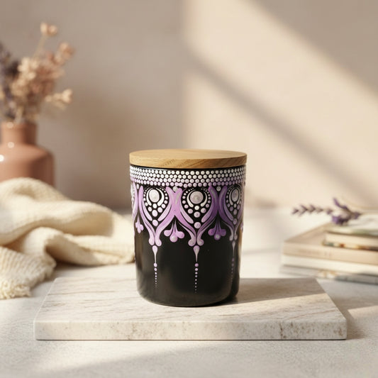 Dot Art Hand-Painted Candle Jar – Glass Candle Holder