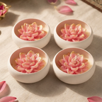 White Urli Pink Lotus Soy Candle (4.5") | Diwali Festive Gift