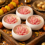 White Urli Pink Lotus Soy Candle (4.5") | Diwali Festive Gift