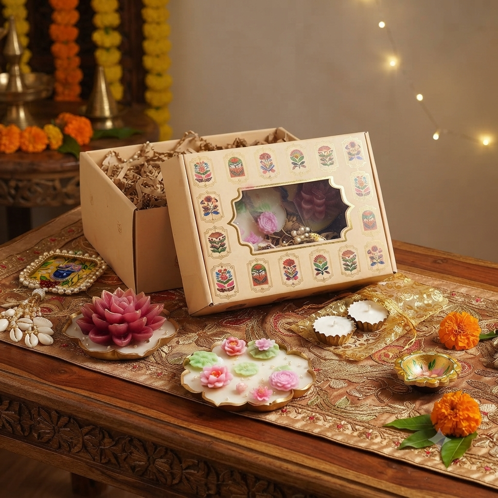 Diwali Gift Hamper, Luxury Urli Candle, Shubh Labh Wall Hanging, Handcrafted Festive Decor Box, Indian Housewarming & Return Gift