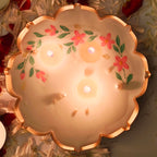 Hand-Painted Lotus Urli Scented Candles for Diwali Decoration & Gift | Gold and Pink Floral Design with Pearl | Festive Home Décor, Aromatic Candles, Traditional Decorative Set (Set of 3)