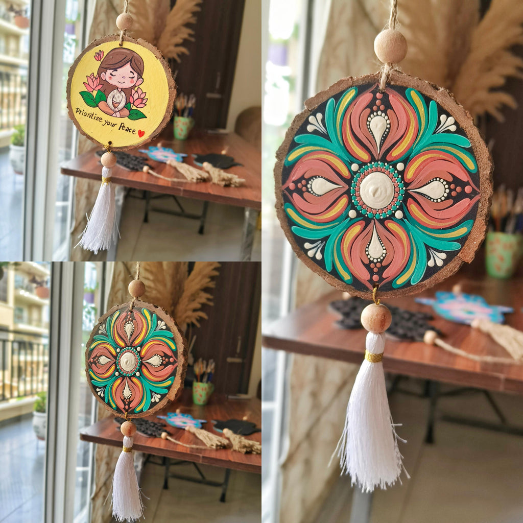 Hand-Painted Mandala Car Charm, Rear View Mirror Hanging charm