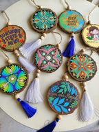 Hand-Painted Mandala Car Charm, Rear View Mirror Hanging charm