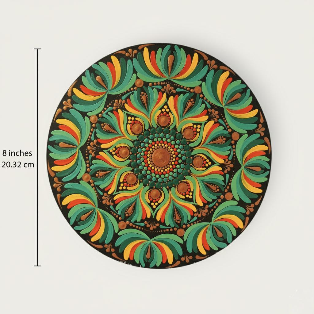 Original Hand-painted Hand-Painted Dot Mandala Art | 8 inch, Boho Tabletop Decor with Stand