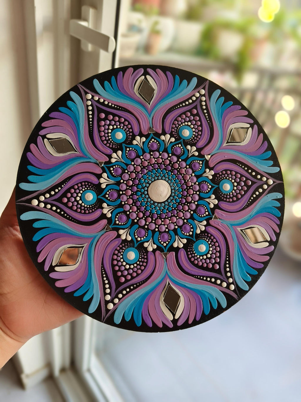 Original Hand-painted Dot Mandala Painting | 8-Inch Boho Decor