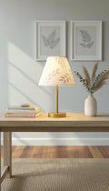 Hand-Painted Pastel Table Lamp, Brass Stand, Boho Home Decor