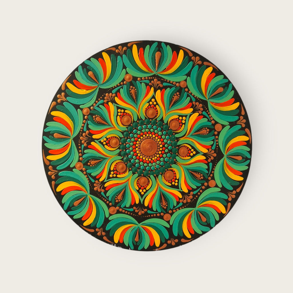 Original Hand-painted Hand-Painted Dot Mandala Art | 8 inch, Boho Tabletop Decor with Stand