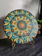 Original Hand-painted Hand-Painted Dot Mandala Art | 8 inch, Boho Tabletop Decor with Stand