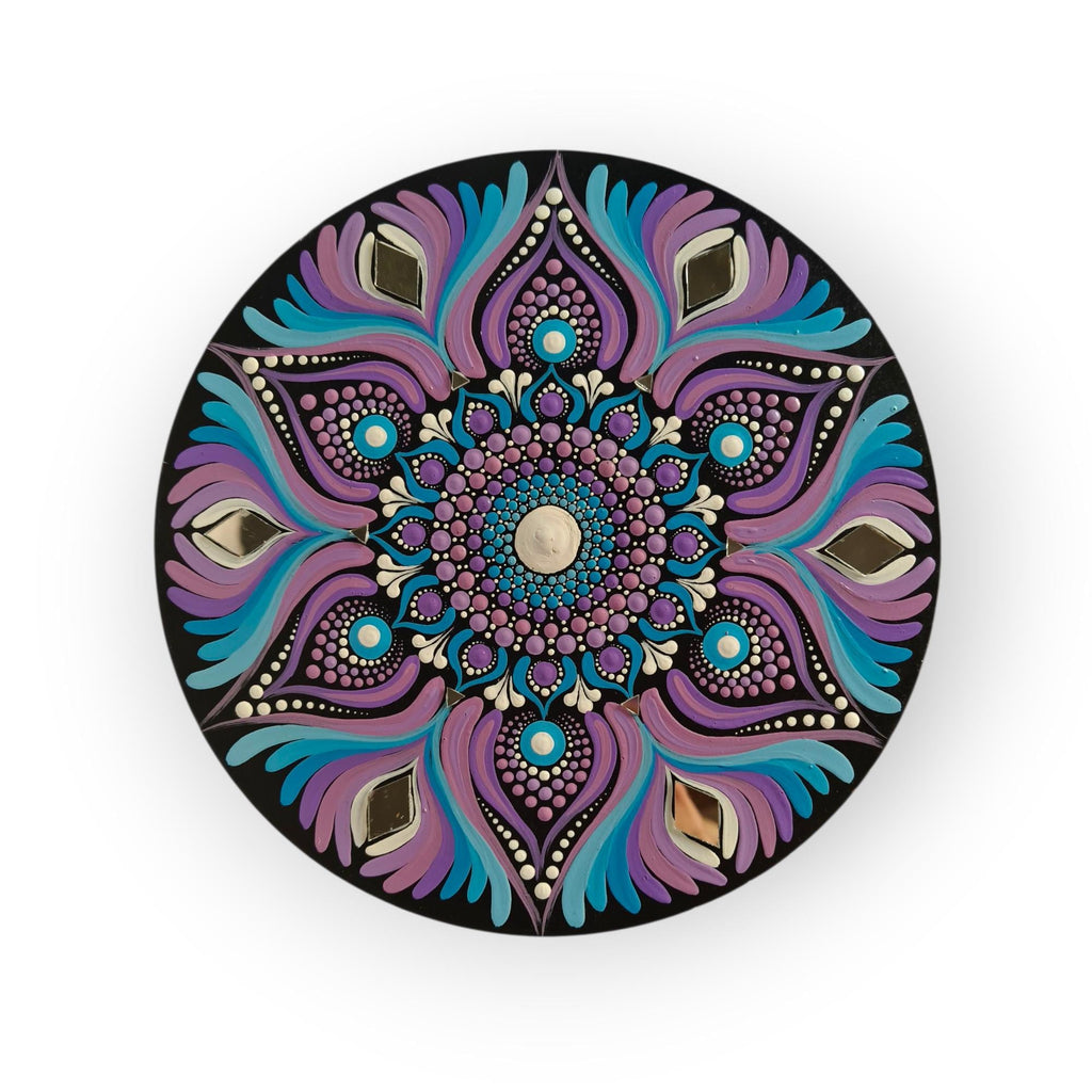 Original Hand-painted Dot Mandala Painting | 8-Inch Boho Decor
