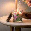 Hand-Painted Floral Candle Jar – Boho Glass Candle Holder
