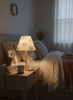 Hand-Painted Pastel Table Lamp, Brass Stand, Boho Home Decor