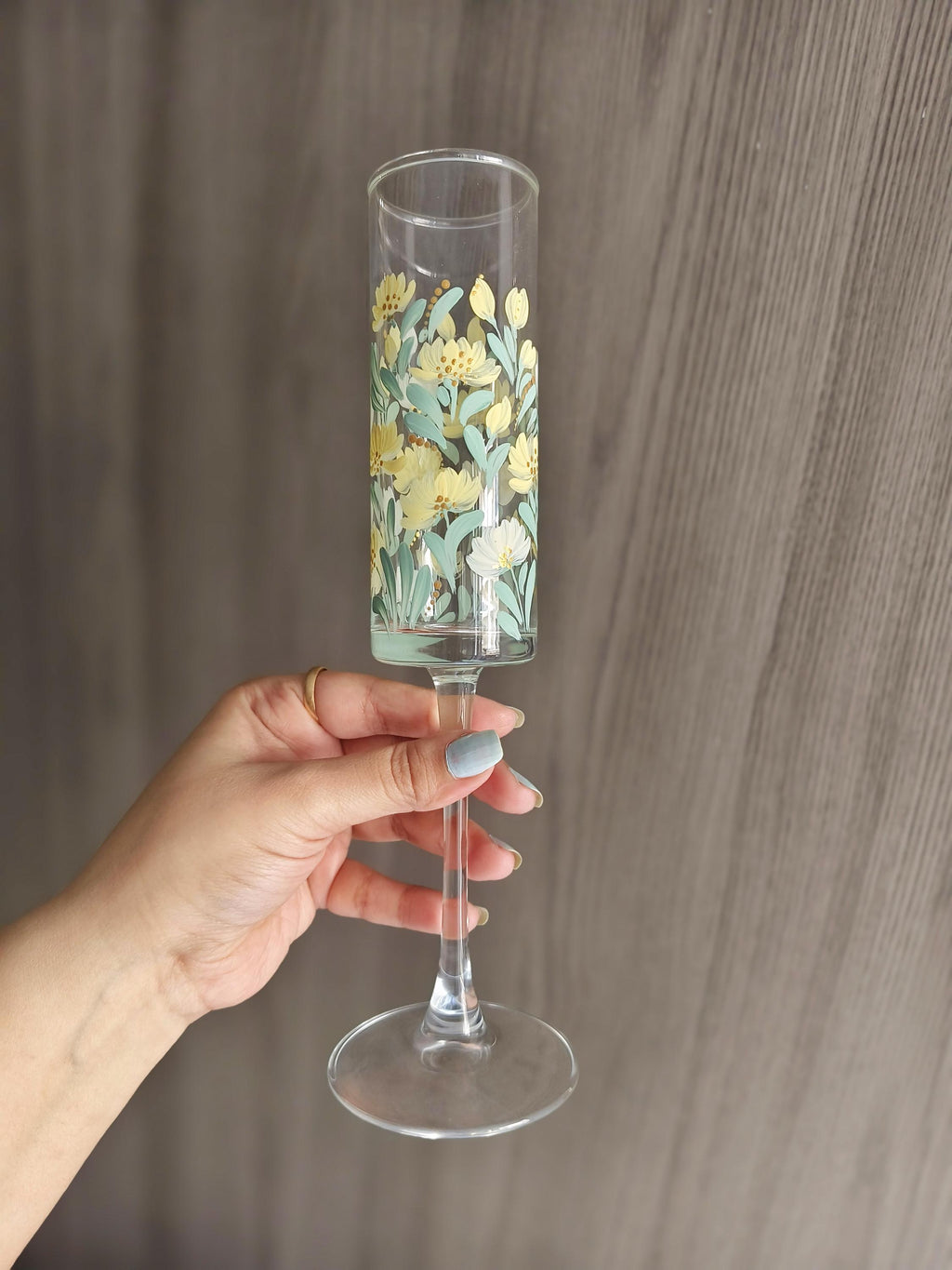 Hand-Painted Floral Champagne Flutes | Personalized Wedding Gift | Set of 2