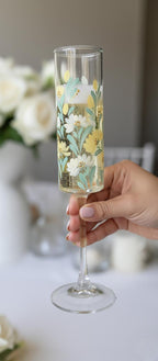Hand-Painted Floral Champagne Flutes | Personalized Wedding Gift | Set of 2