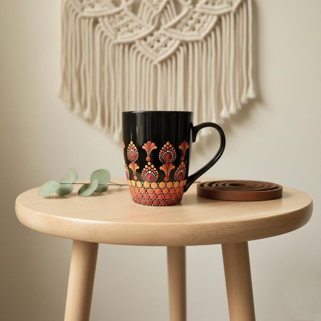 Personalized Dot Mandala Coffee Mug | Hand-Painted Ceramic Art