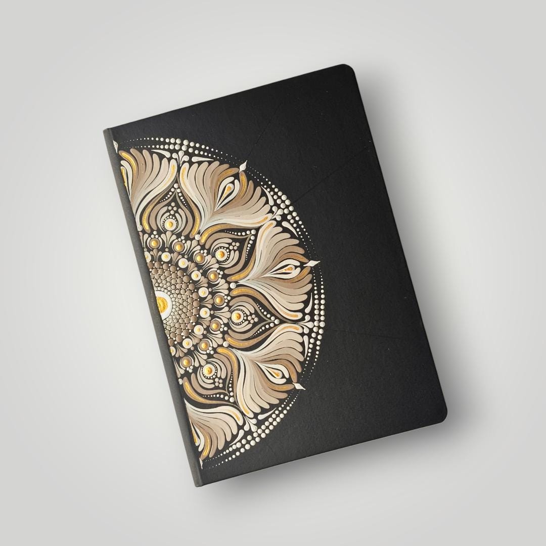 Original Mandala Dot Art Journal -Handpainted Notebook -Personalized Undated planner -Manifestation Journal-Hardcover book- A5 -160 pages