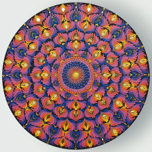 24" Original Hand Painted Mandala on Wood, Large Dot Art Wall Decor, Hand-Executed Acrylic Painting on MDF, Mosaic Mirror Art, Ready to ship