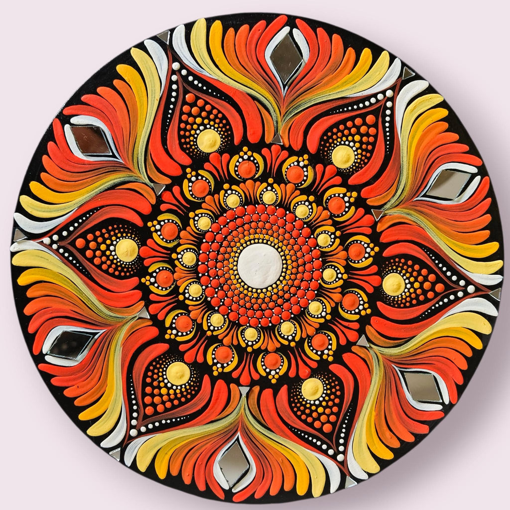 Original Hand-painted Dot Mandala Painting | 8-Inch Boho Decor