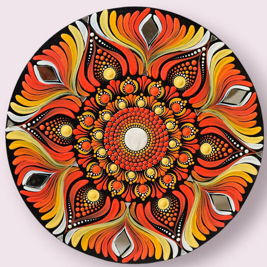 Original Hand-painted Dot Mandala Painting | 8-Inch Boho Decor
