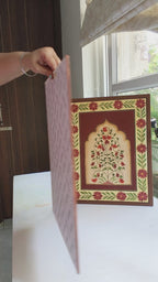 Hand-Painted Indian Jharokha Canvas Art | Set of 2 Traditional Mughal Arch Wall Decor | 18x14 Inches