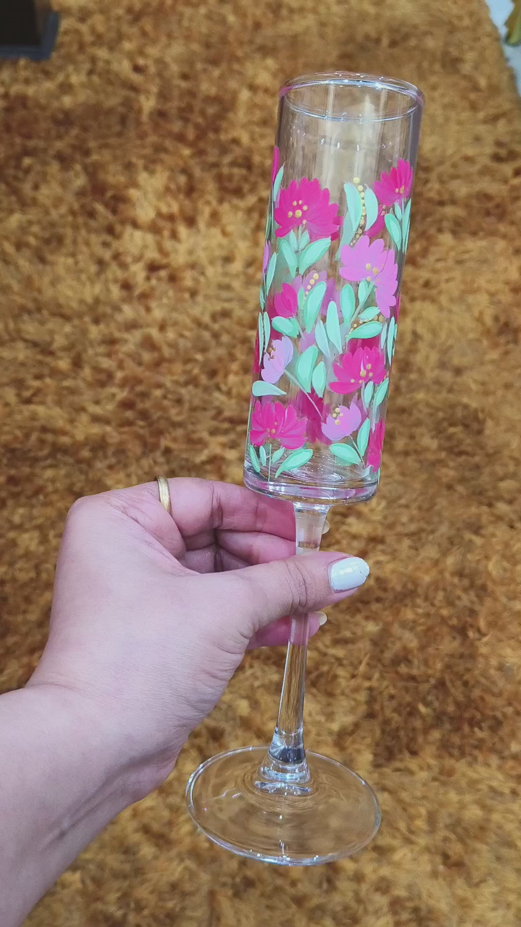 Hand-Painted Floral Champagne Flutes | Personalized Wedding Gift | Gift for couple| Set of 2