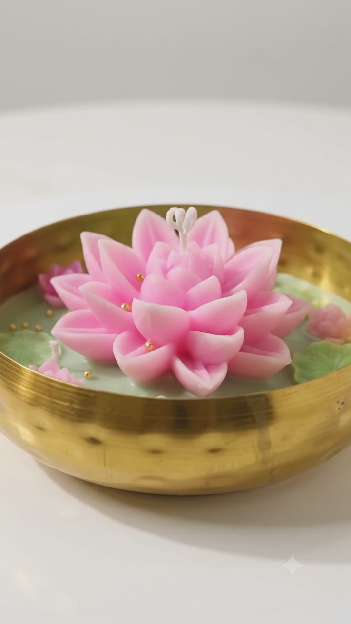 Large Lotus Urli Soy Wax Candle | Festive Diwali Decor & Gifting
