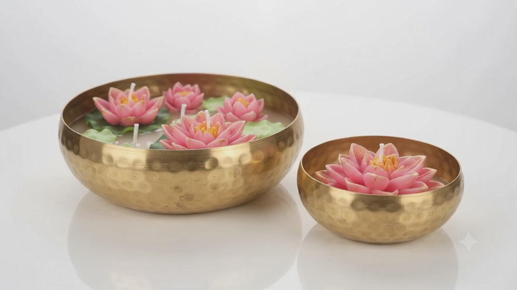 Lotus Urli Soy Wax Candle Set (5" & 4") | Festive Diwali Decor & Gifts
