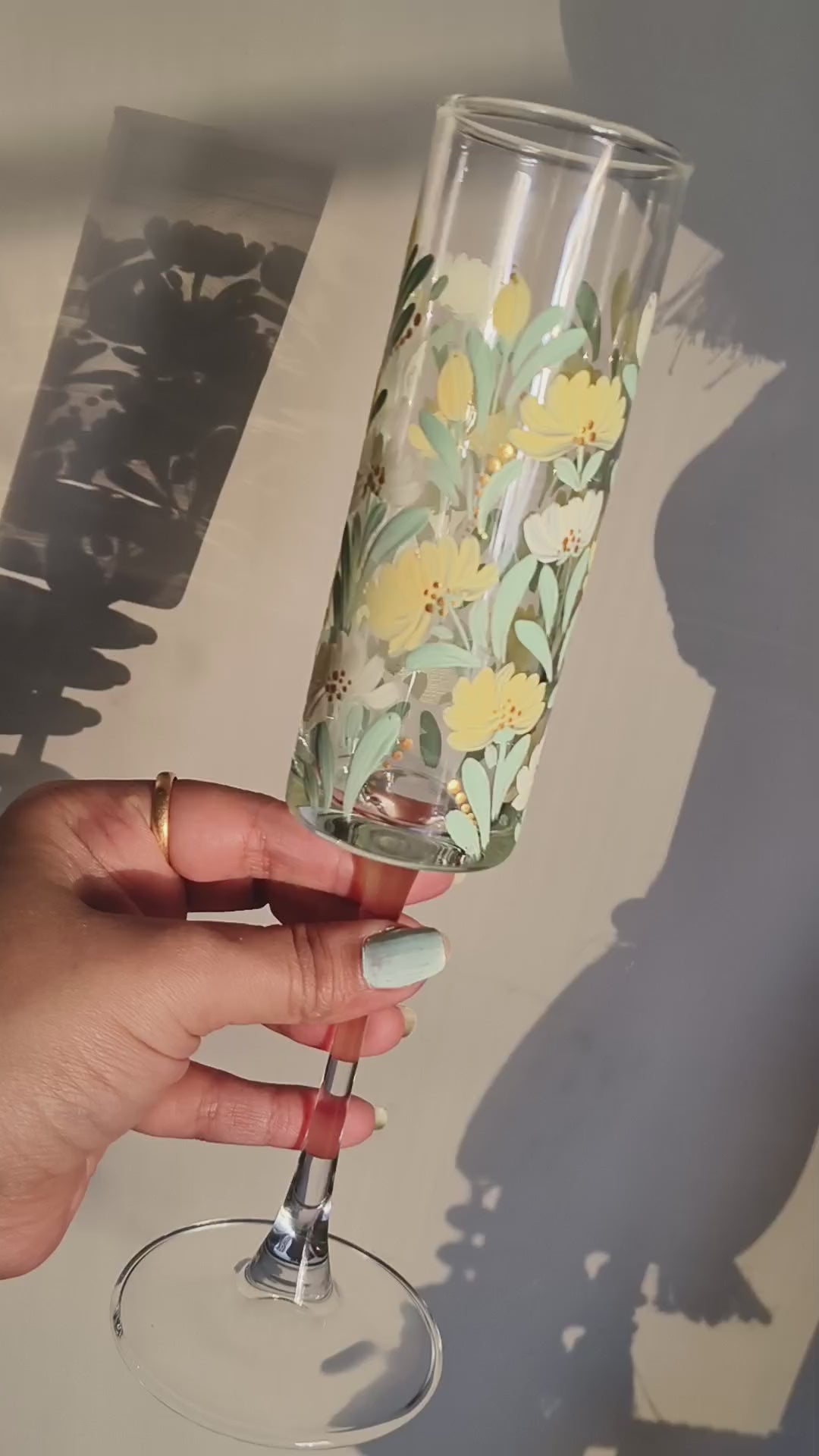 Hand-Painted Floral Champagne Flutes | Personalized Wedding Gift | Set of 2