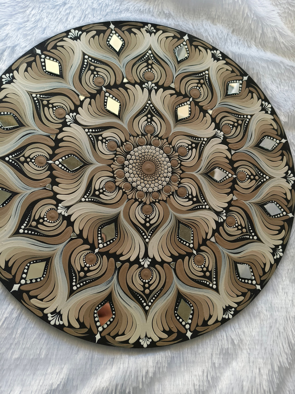 Original handpainted Mandala Dot art Painting 12" Round wood base | Wall art | | Home and living | Wall painting