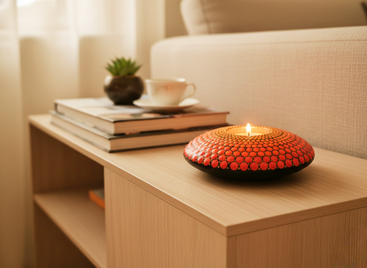 Hand-Painted Mandala T-Light Holder – Colorful Dot Art Candle Holder for Home Decor & Gifting