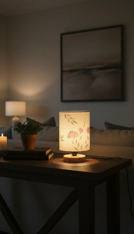 Hand-Painted Table Lamp Shade | Artisan Floral Desk Lamp