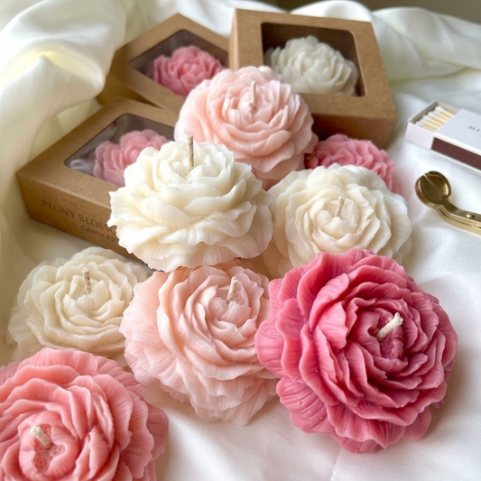 Handmade Peony Flower Candle (Pack of 10), Scented Soy Wax Peony, Floral Home Decor, Luxury Aesthetic Gift for Her, Return gift favours
