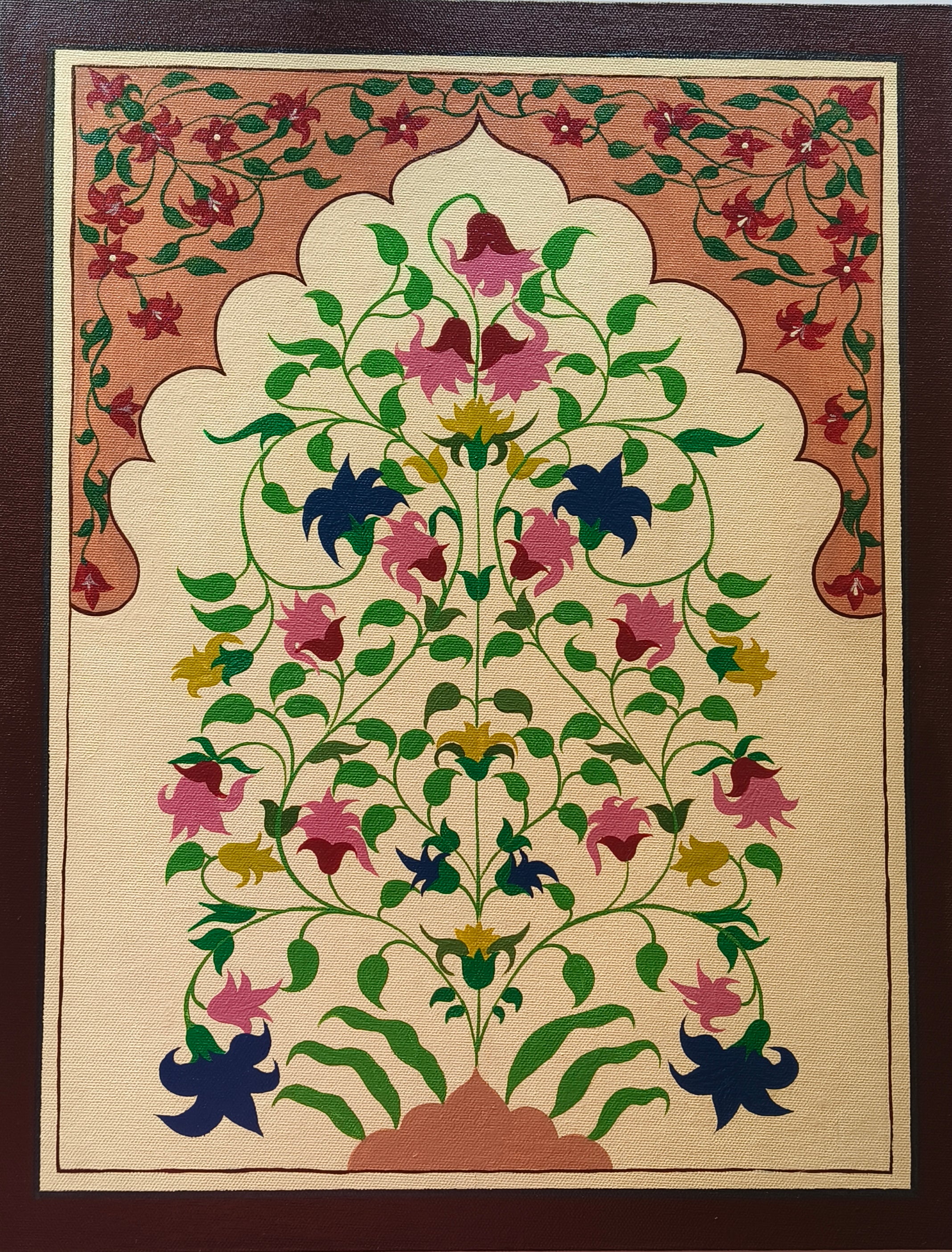 Hand-Painted Jharokha Floral Art | Traditional Indian Home Decor set of 2