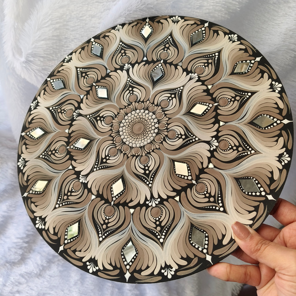 Original handpainted Mandala Dot art Painting 12" Round wood base | Wall art | | Home and living | Wall painting