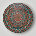 Original Hand-painted Dot Mandala Painting| 24" Teal, Orange, and Brown Bohemian Wall Art | Wall painting