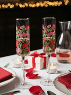 Hand-Painted Floral Champagne Flutes | Personalized Wedding Gift | Gift for couple| Set of 2