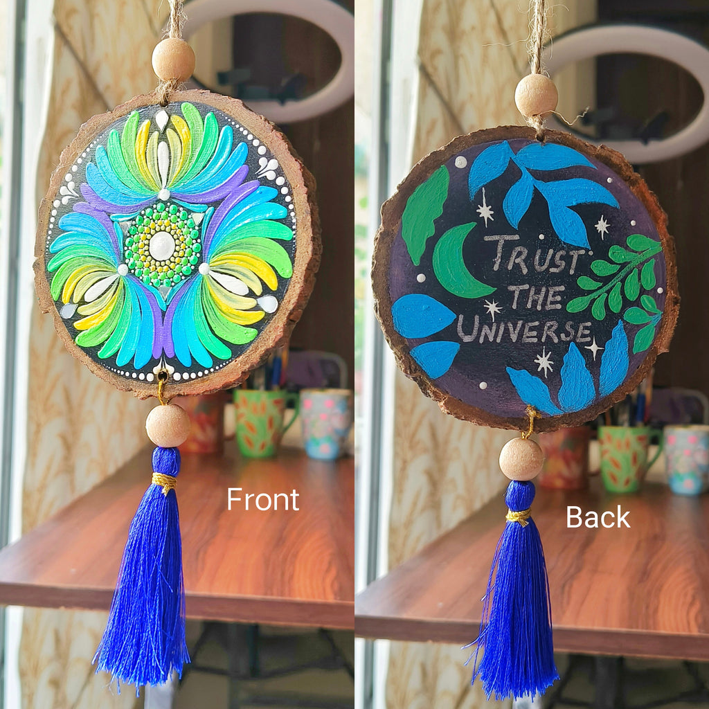 Hand-Painted Mandala Car Charm, Rear View Mirror Hanging charm