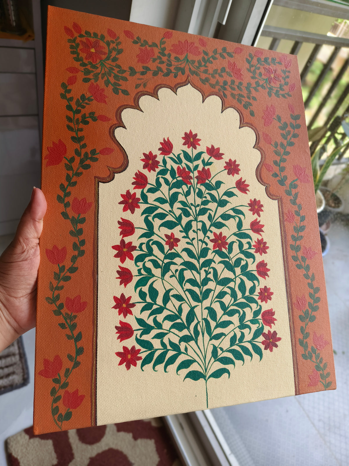 Original Hand-painted Mughal Jharokha Frame Set of 3 | Hand-Painted Indian Wall Decor | Wall art