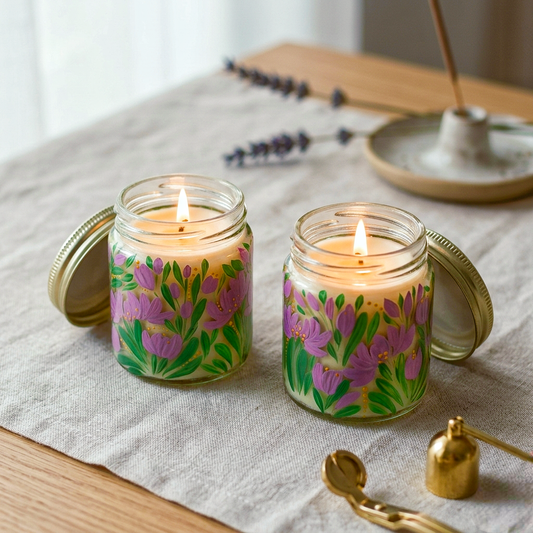Artisan Hand-Painted Scented Candle (set of 2) | 100ml Glass Jar Candles