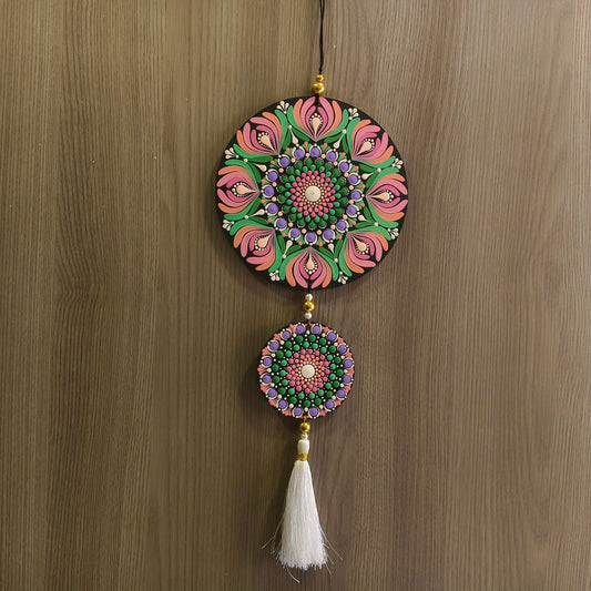 Original Hand-painted Mandala door/window Hanging with Tassels | round Dot painted meditative art | Zen Art | Unique Mandala window charm