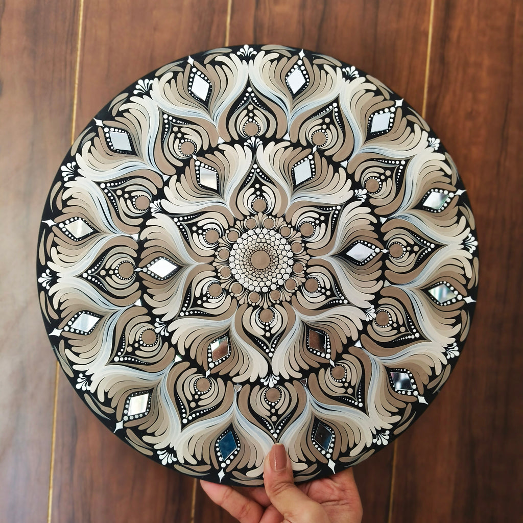 Original handpainted Mandala Dot art Painting 12" Round wood base | Wall art | | Home and living | Wall painting