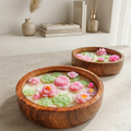 Lotus Pond Wooden Dough Bowl Candle | Luxury Soy Wax Decor