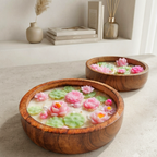 Lotus Pond Wooden Dough Bowl Candle | Luxury Soy Wax Decor