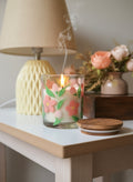 Hand-Painted Floral Candle Jar – Glass Candle Holder
