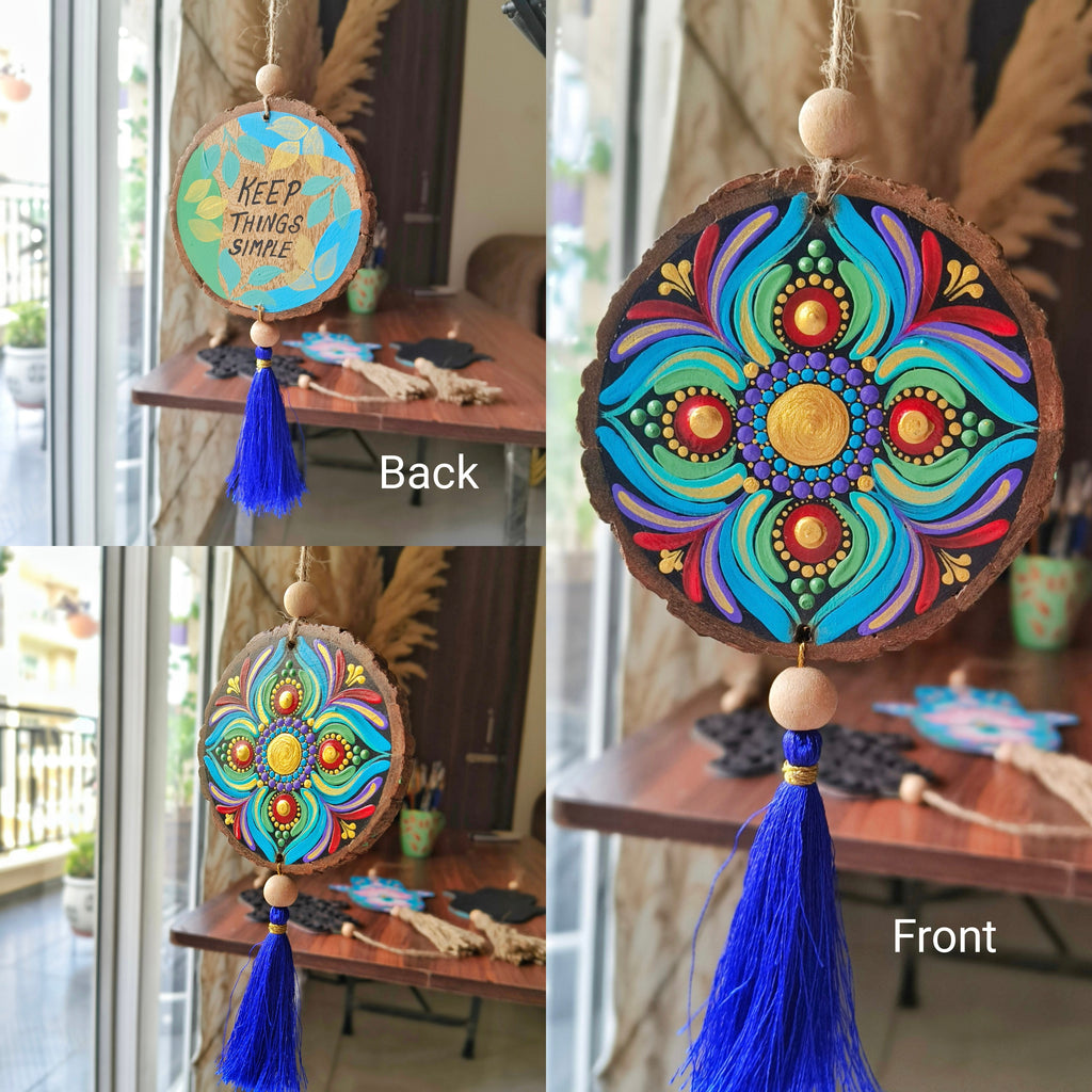 Hand-Painted Mandala Car Charm, Rear View Mirror Hanging charm
