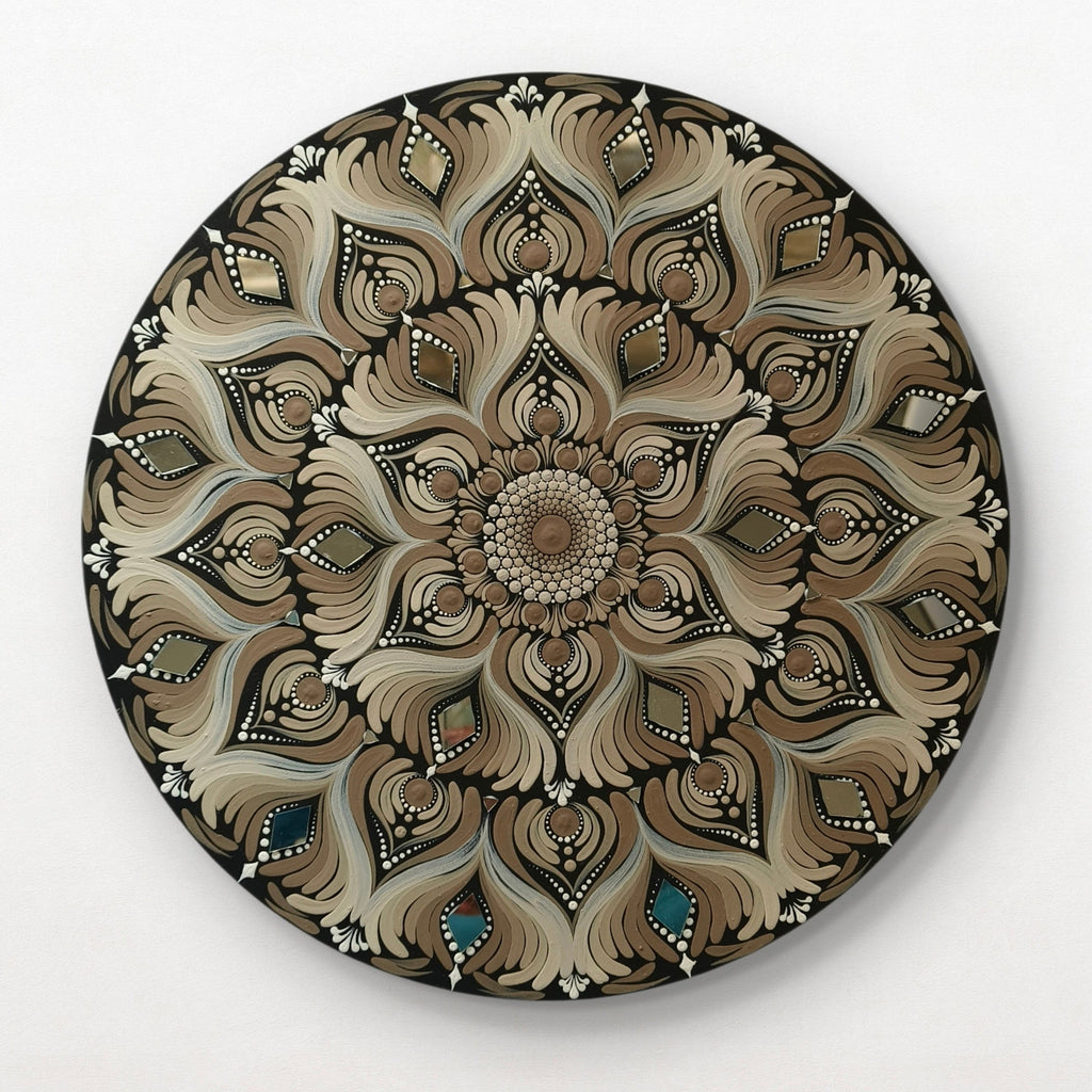 Original handpainted Mandala Dot art Painting 12" Round wood base | Wall art | | Home and living | Wall painting