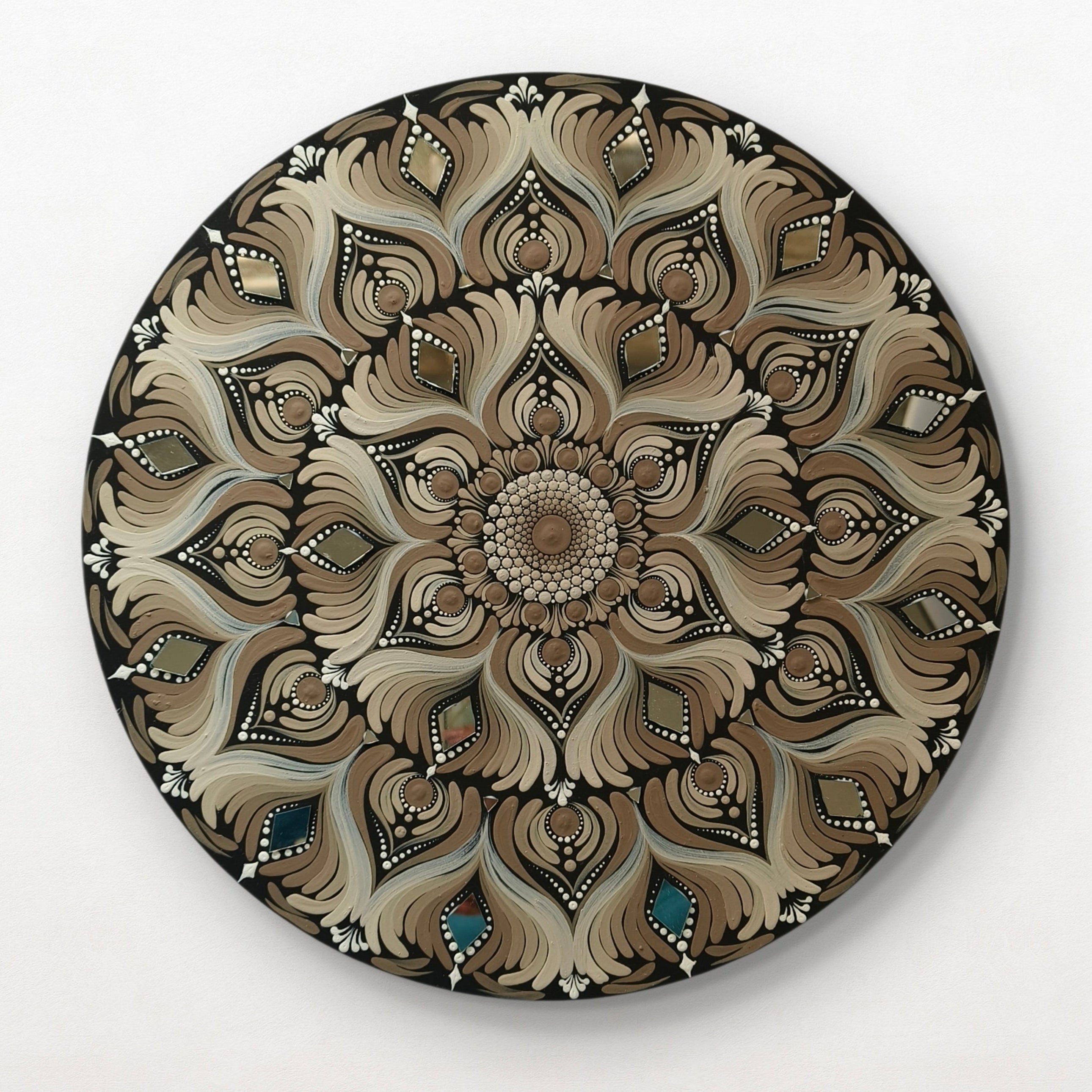 Original handpainted Mandala Dot art Painting 12" Round wood base | Wall art | | Home and living | Wall painting
