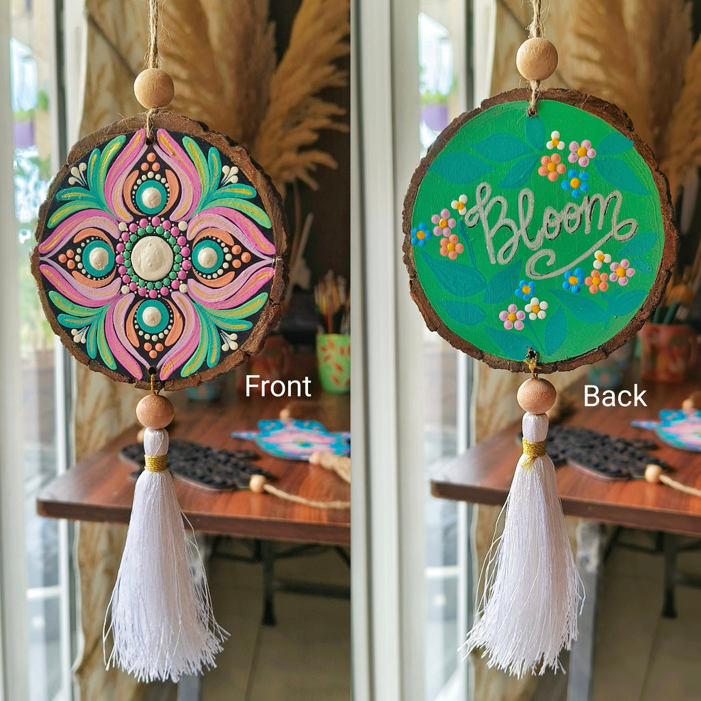 Hand-Painted Mandala Car Charm, Rear View Mirror Hanging charm