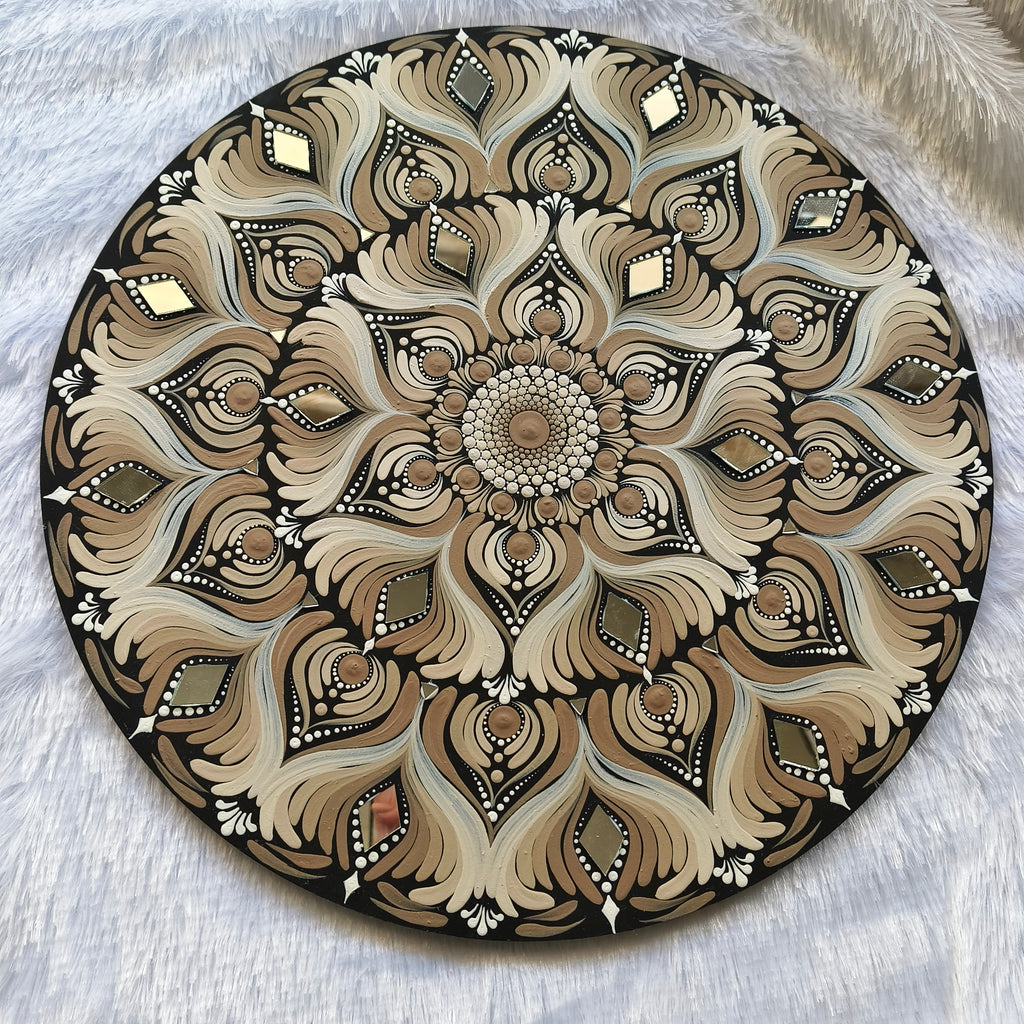 Original handpainted Mandala Dot art Painting 12" Round wood base | Wall art | | Home and living | Wall painting